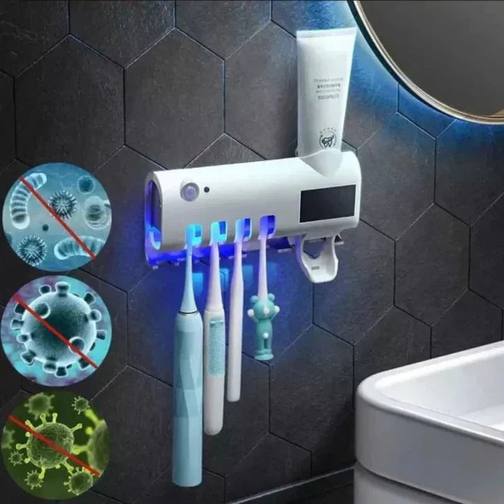 Porta Cepillos Dental con Esterilizador y Dispensador Automático