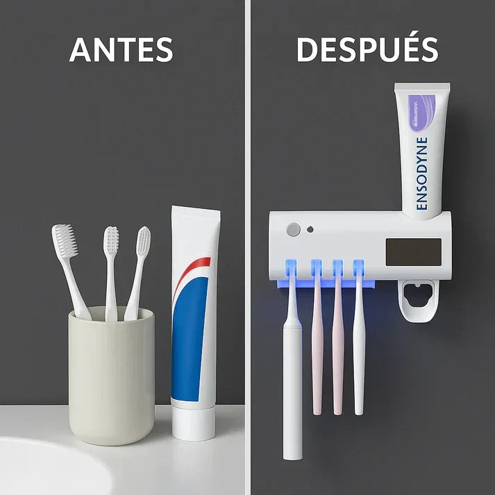 Porta Cepillos Dental con Esterilizador y Dispensador Automático
