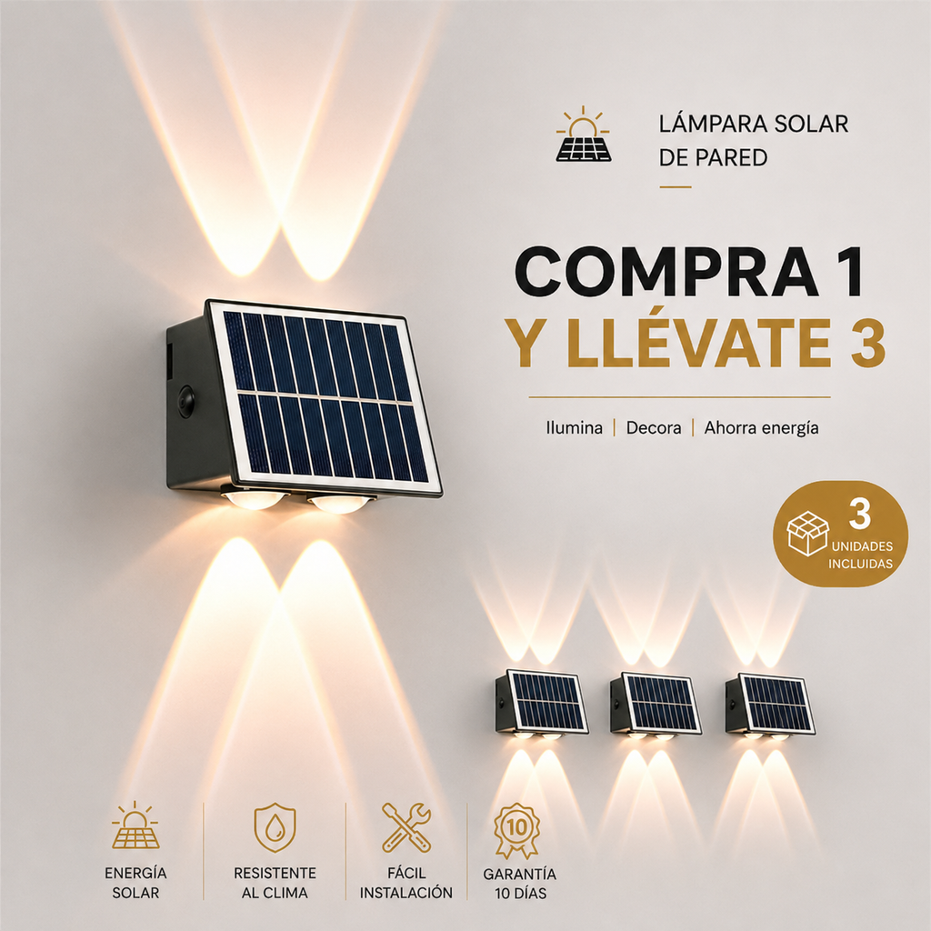 Lampada Solar de Pared Decorativa - Compre 1 y leve 3